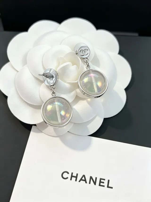 Chanel Iridescent Spherical CC Logo Dangling Earrings 2