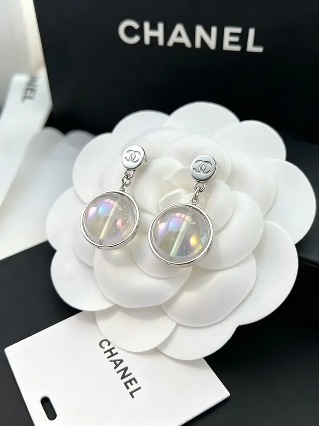Chanel Iridescent Spherical CC Logo Dangling Earrings 3