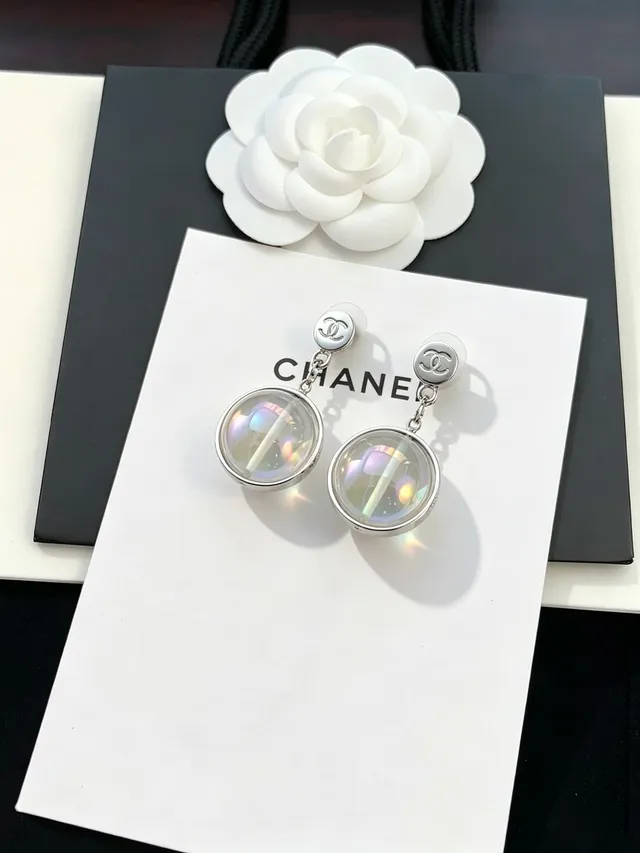 Chanel Iridescent Spherical CC Logo Dangling Earrings 5