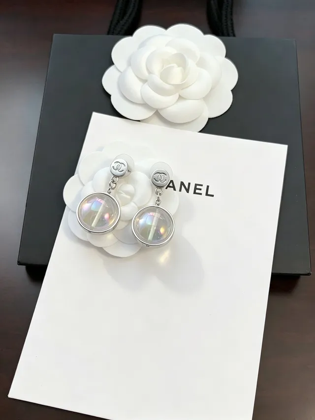 Chanel Iridescent Spherical CC Logo Dangling Earrings 8