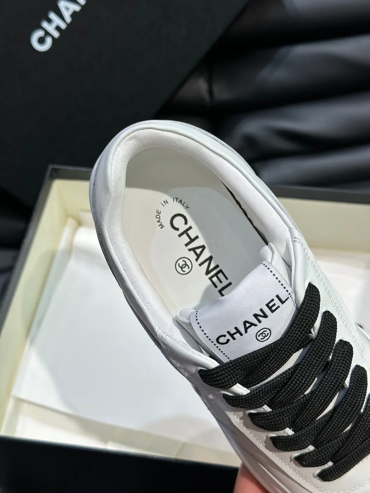 Chanel Lifestyle Sneaker White Black Low-Top Leather Upper Lifestyle Sneakers 8