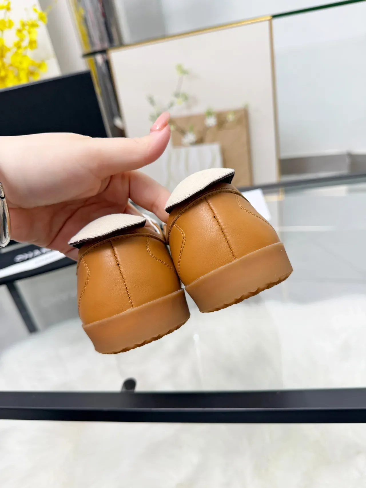 Chanel Logo-Accented Tan and White Lifestyle Sneakers 2