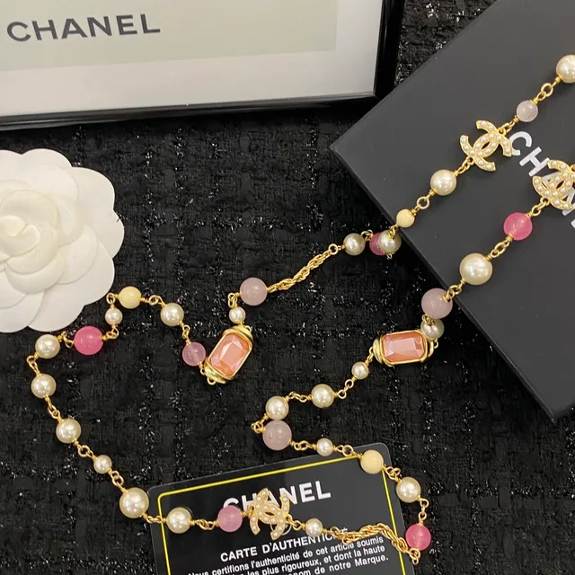 Chanel Multi-Strand Pearl and Rose Quartz Necklace 2