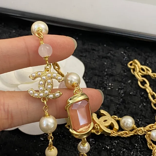 Chanel Multi-Strand Pearl and Rose Quartz Necklace 5