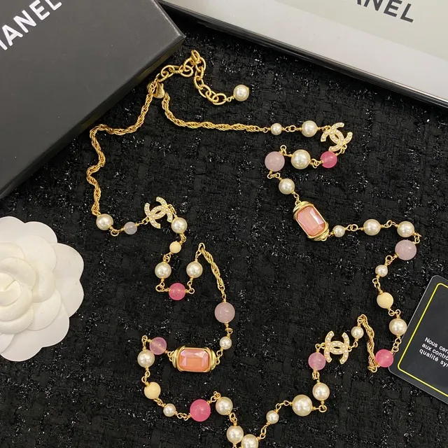 Chanel Multi-Strand Pearl and Rose Quartz Necklace 6