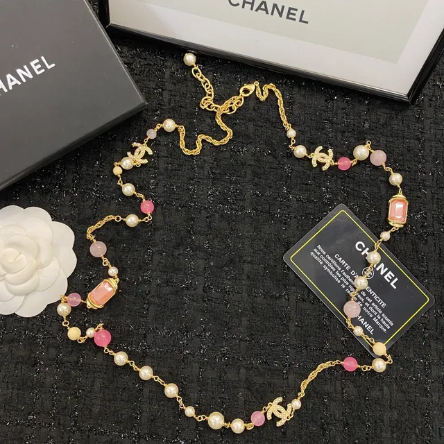 Chanel Multi-Strand Pearl and Rose Quartz Necklace 8