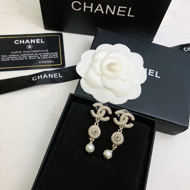 Chanel Pearl and CC Logo Drop Earrings 4