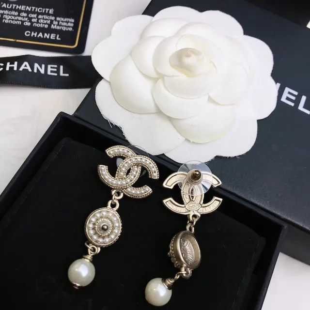 Chanel Pearl and CC Logo Drop Earrings 6
