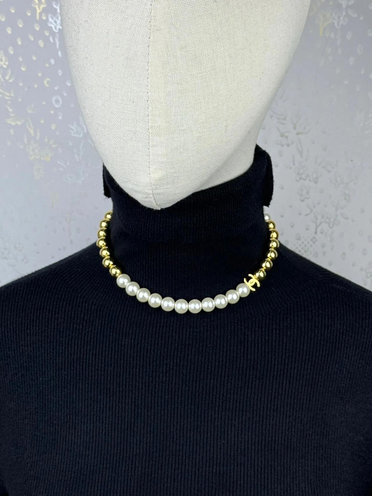 Chanel Pearl and Gold-Tone Bead Strand Necklace 3