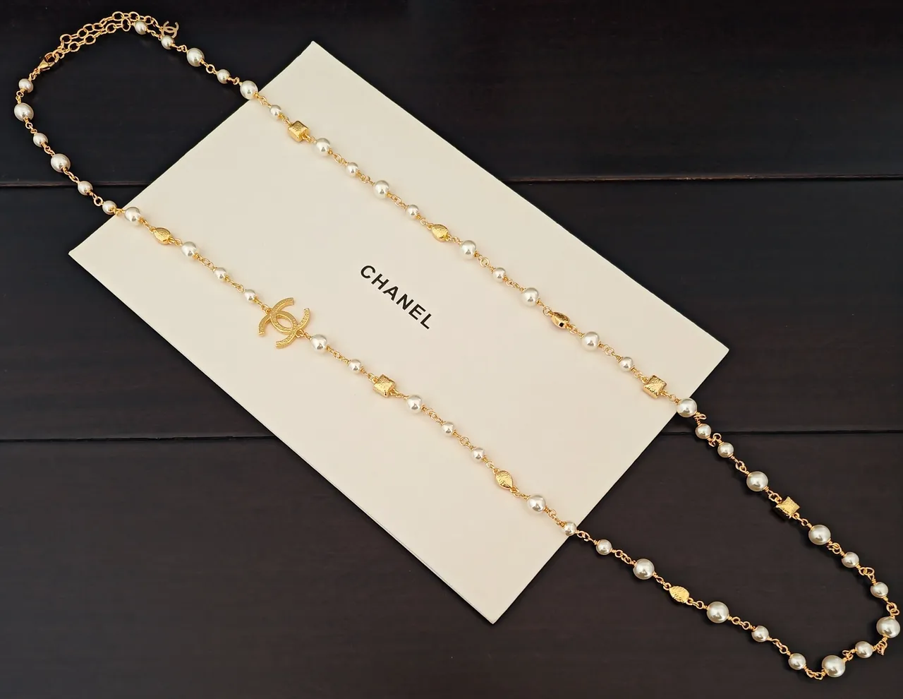 Chanel Pearl and Multicolor Stone Chain Necklace 3