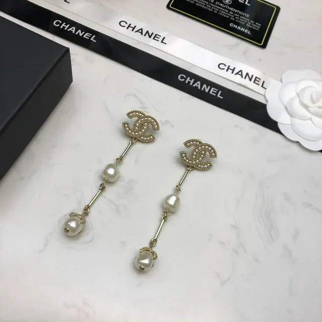 Chanel Pearl-Dangle CC Logo Earrings 2