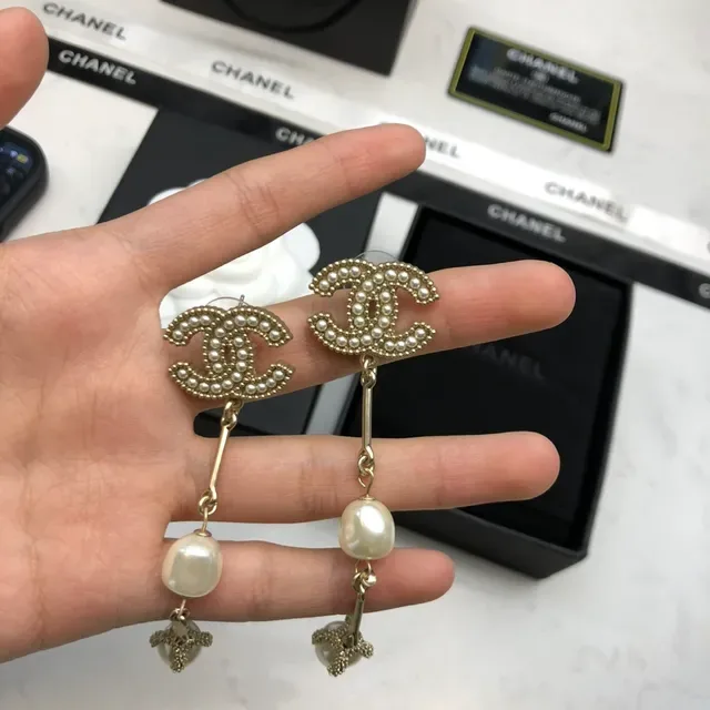 Chanel Pearl-Dangle CC Logo Earrings 5