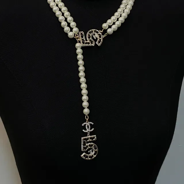 Collier Chanel Perle Lariat Or Blanc Multi-Strand 2
