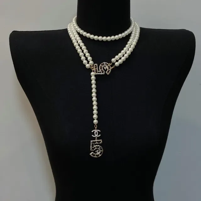 Collier Chanel Perle Lariat Or Blanc Multi-Strand 4