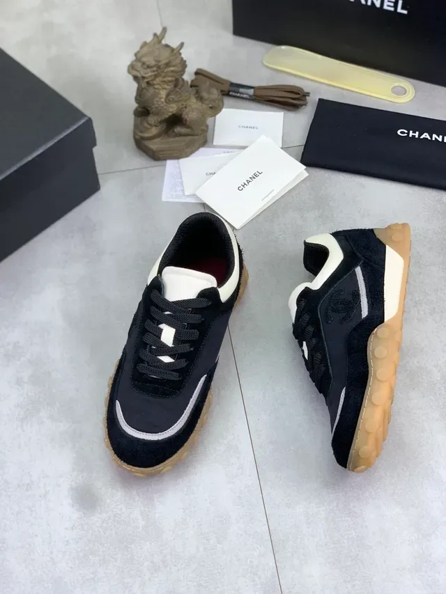 Chanel Runner Black and White Suede Lifestyle Sneakers 5