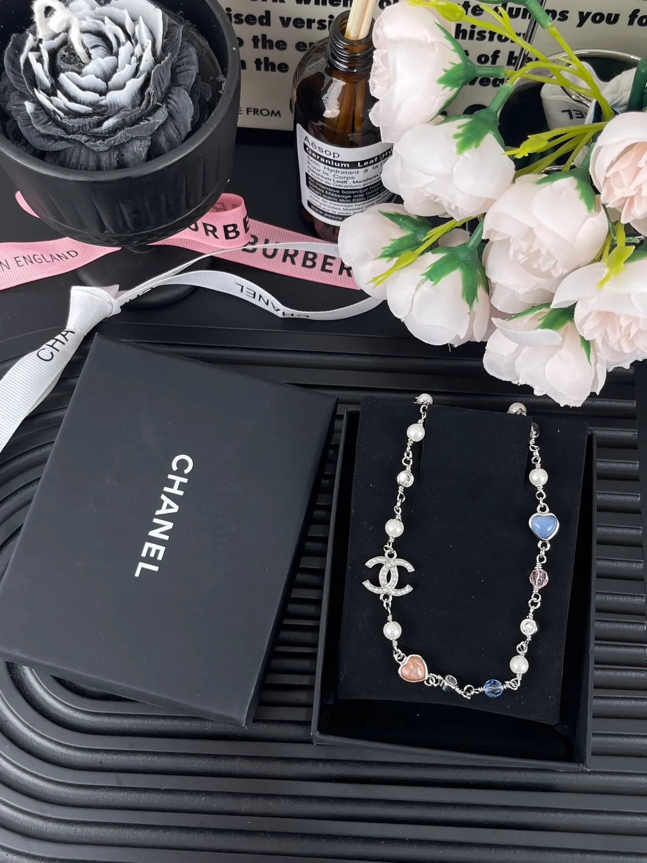 Chanel Silver Multicolor Chain Pavé-Encrusted CC Logo Necklace 7