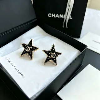 Chanel Star Enamel and Gold-Tone Stud Earrings