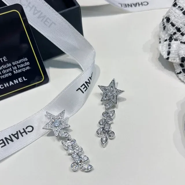 Chanel Star Pavé Dangling Crystal Earrings 4