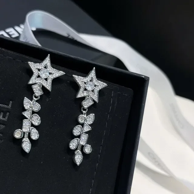 Chanel Star Pavé Dangling Crystal Earrings 6