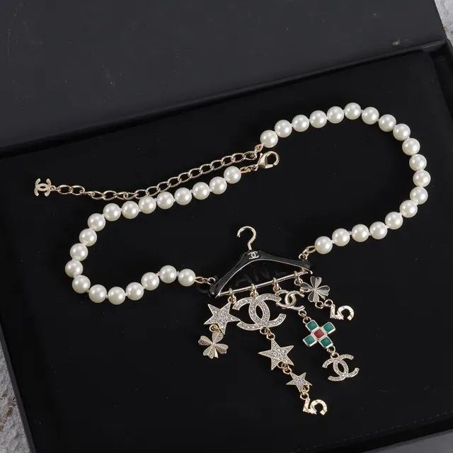 Chanel সাদা সোনা মুক্তা ডোরি হার্ডওয়্যার নেকলেস 3