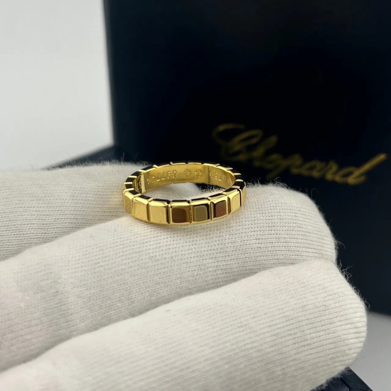 Chopard Bague Or Noir Triple Rangée Liens Carrés Multi-Ton 3