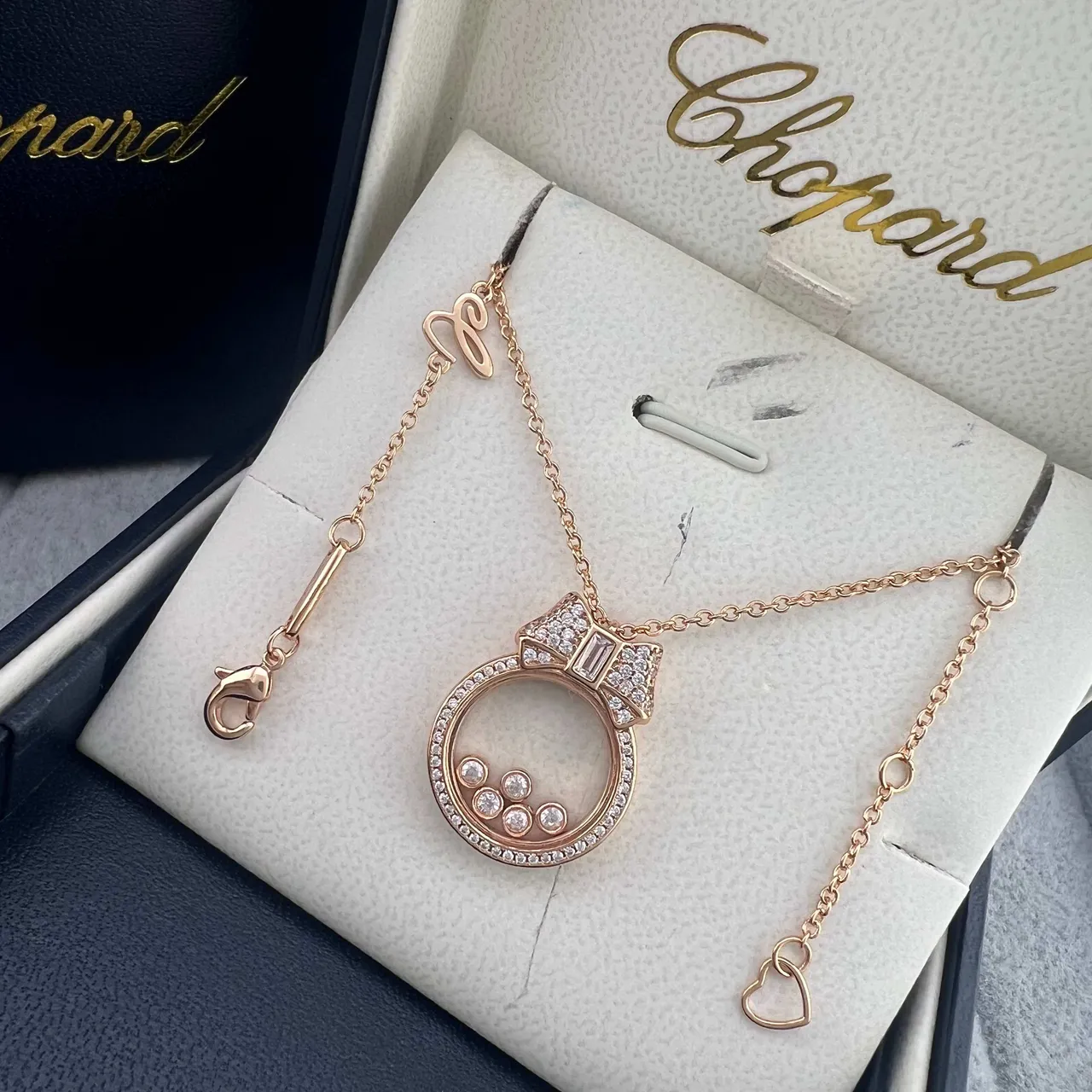 Chopard Or/Argent nœud supérieur pendentif diamants Pavé bisel collier 4