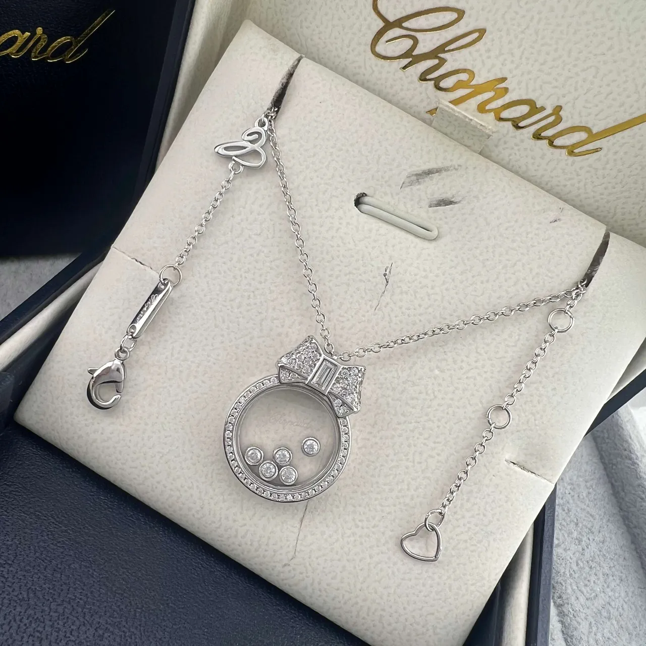 Chopard Or/Argent nœud supérieur pendentif diamants Pavé bisel collier 5