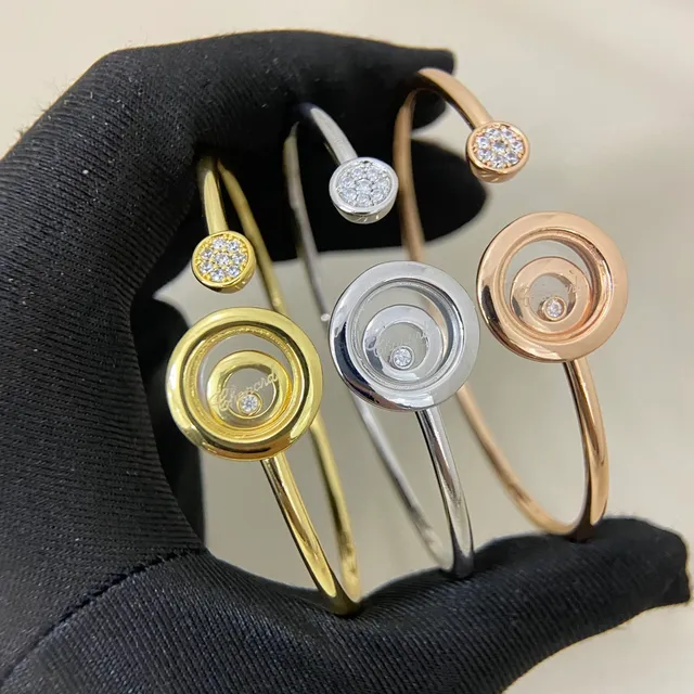 Chopard Happy Diamonds Rotating Disc Open Bangle Bracelets 2