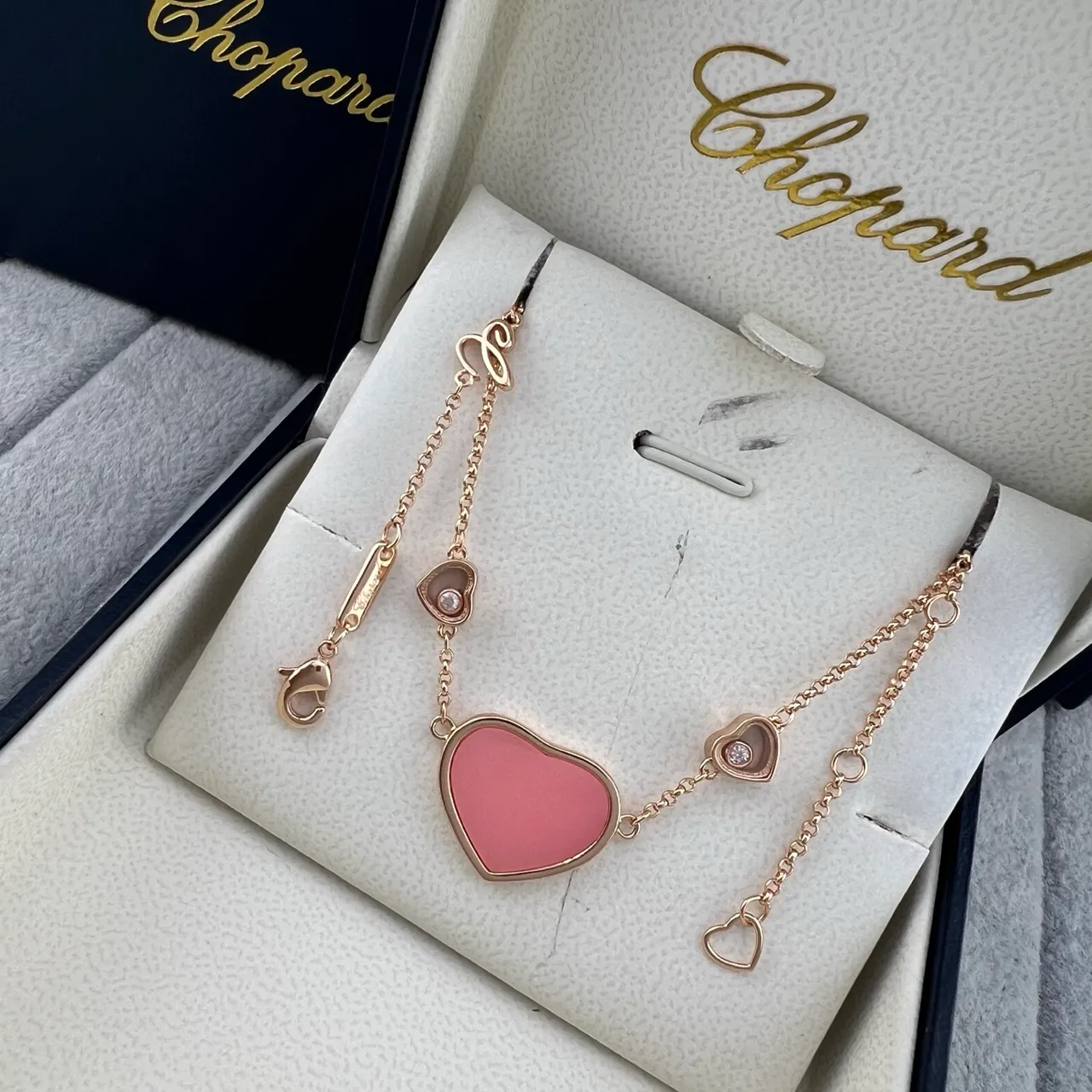 Chopard Cœurs Heureux Malachite Mère de perle Émail rouge Colliers en forme de cœur 5
