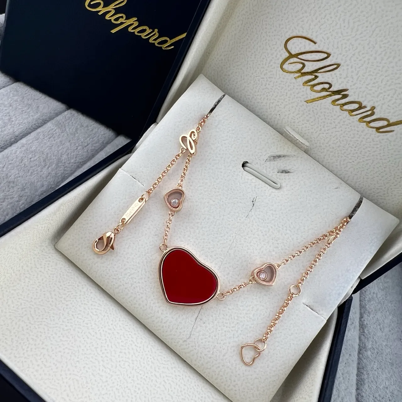Chopard Cœurs Heureux Malachite Mère de perle Émail rouge Colliers en forme de cœur 6