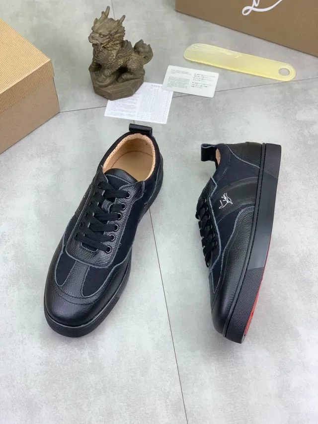 Christian Louboutin Black Leather and Textile Platform Sneaker 5