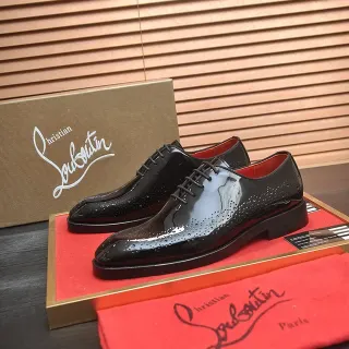 Christian Louboutin Black Patent Leather Brogue Oxford Shoes
