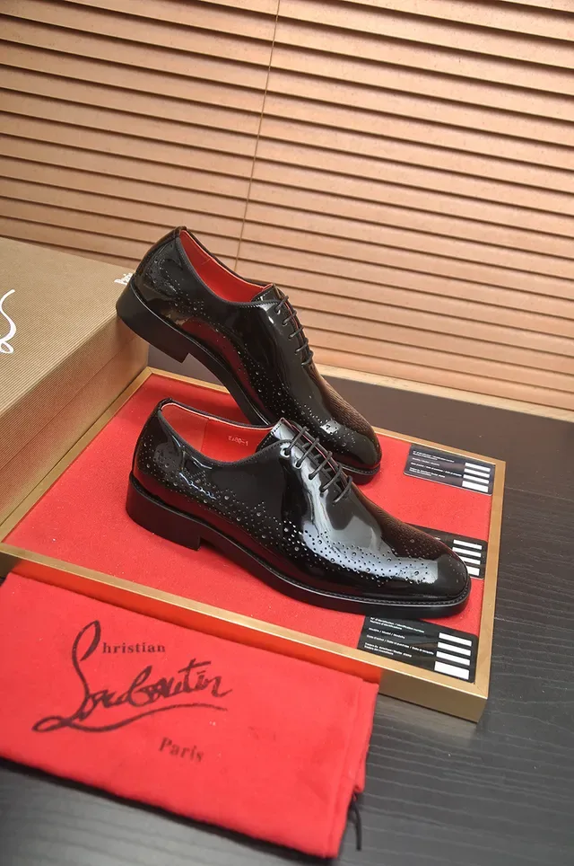 Christian Louboutin Black Patent Leather Brogue Oxford Shoes 4