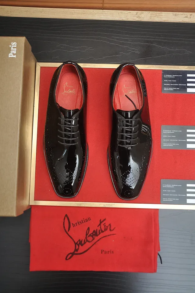 Christian Louboutin Black Patent Leather Brogue Oxford Shoes 5