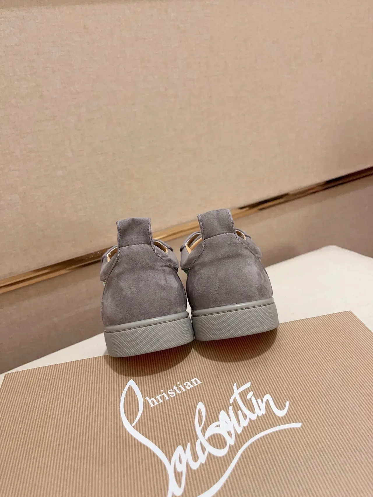 Christian Louboutin Gray Suede Crystal-Embellished Low-Top Sneaker 3