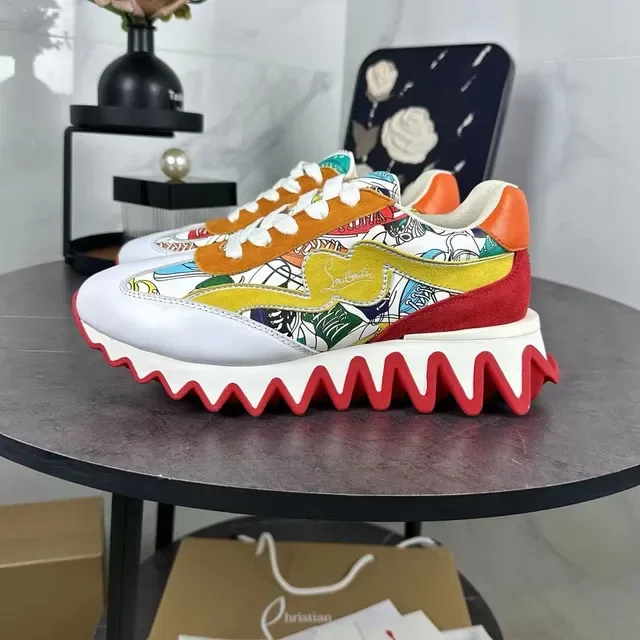 Christian Louboutin Multicolor Rouge Impression Graphique Partie Supérieure Semelle Ondulée Lifestyle Sneakers 1