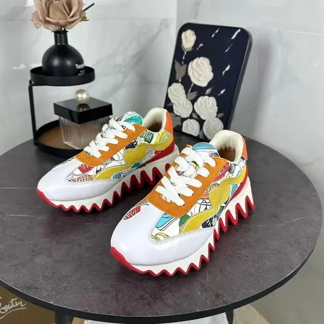 Christian Louboutin Multicolor Rouge Impression Graphique Partie Supérieure Semelle Ondulée Lifestyle Sneakers 3