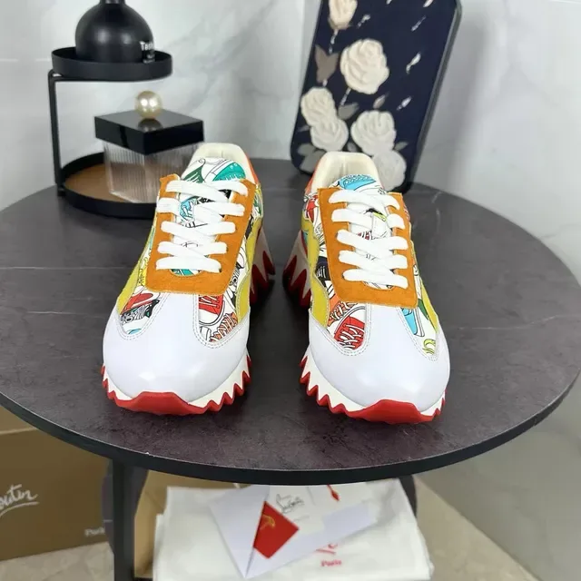 Christian Louboutin Multicolor Rouge Impression Graphique Partie Supérieure Semelle Ondulée Lifestyle Sneakers 4