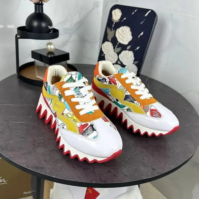 Christian Louboutin Multicolor Rouge Impression Graphique Partie Supérieure Semelle Ondulée Lifestyle Sneakers 5