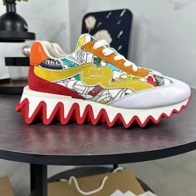 Christian Louboutin Multicolor Rouge Impression Graphique Partie Supérieure Semelle Ondulée Lifestyle Sneakers 6