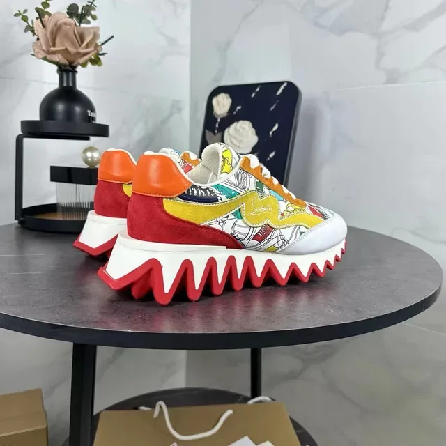Christian Louboutin Multicolor Rouge Impression Graphique Partie Supérieure Semelle Ondulée Lifestyle Sneakers 7