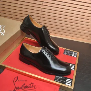 Christian Louboutin Polished Black Cap-Toe Oxford Shoes