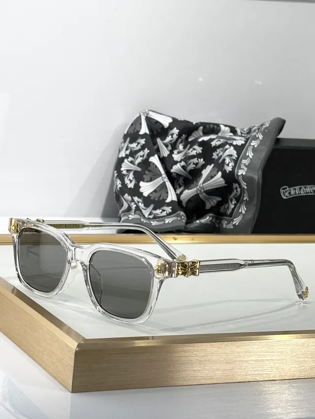 Chrome Hearts Black Transparent Rectangular Wayfarer Silhouette Cross Motif Hardware Sunglasses 7