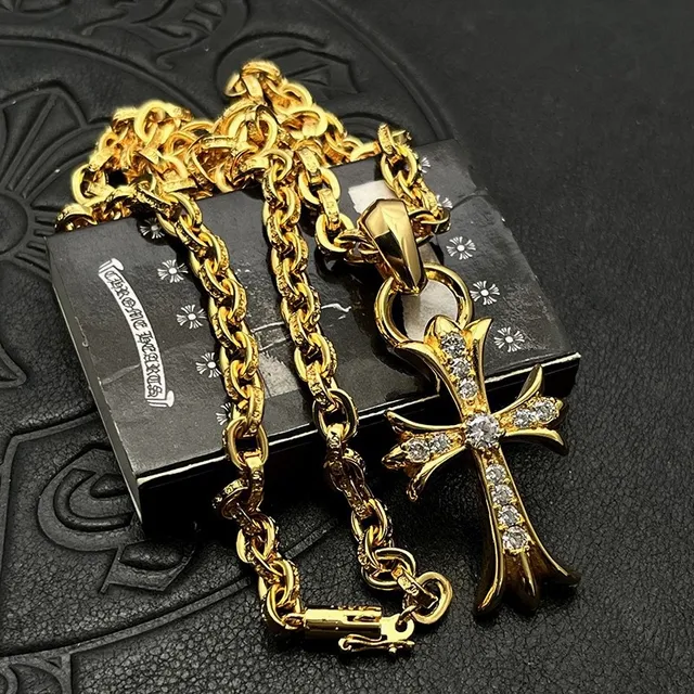 Chrome Hearts Cruz Pavé Crystal Gold-Tone Collar 9