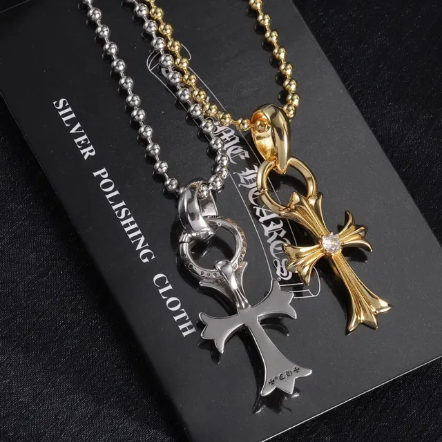 Chrome Hearts Cross Pendant Necklace Gold and Silver Tone Necklaces 4