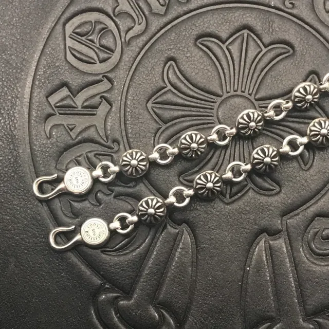 Chrome Hearts Chaîne Florale Argent Noir Maillons Bracelet Métal 6