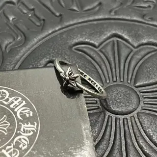 Chrome Hearts Flower Ring Silver Oxidized Floral Motif Ring