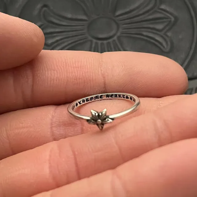 Chrome Hearts Flower Ring Silver Oxidized Floral Motif Ring 3