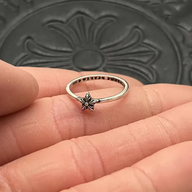 Chrome Hearts Flower Ring Silver Oxidized Floral Motif Ring 4