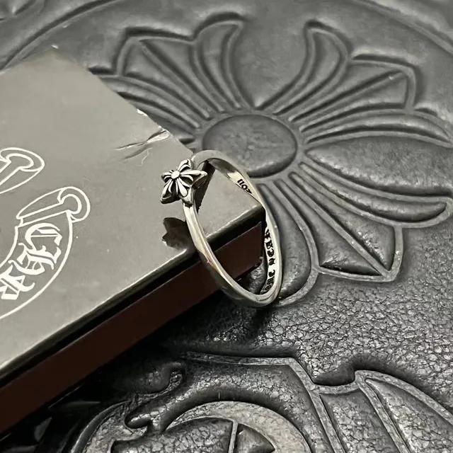 Chrome Hearts Flower Ring Silver Oxidized Floral Motif Ring 5